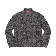 Supreme Script Jacquard Denim Trucker Jacket Washed Black - 22FW
