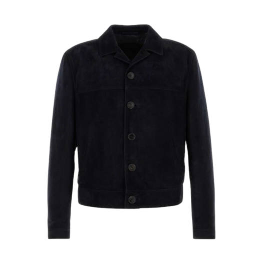 UPW516-I9P-F0008 Prada Suede Leather Jacket Navy
