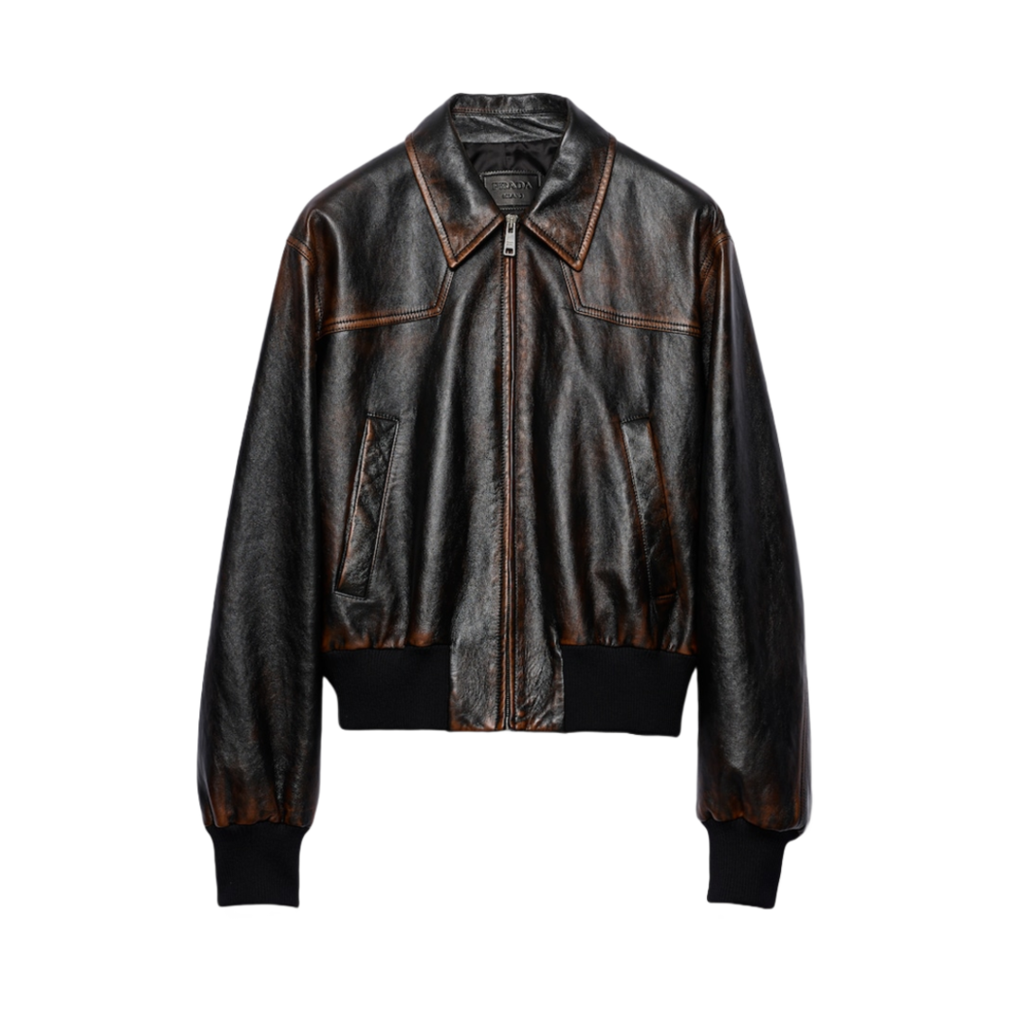 프라다 레더 봄버 자켓 블랙(Prada Leather Bomber Jacket Black) - 1