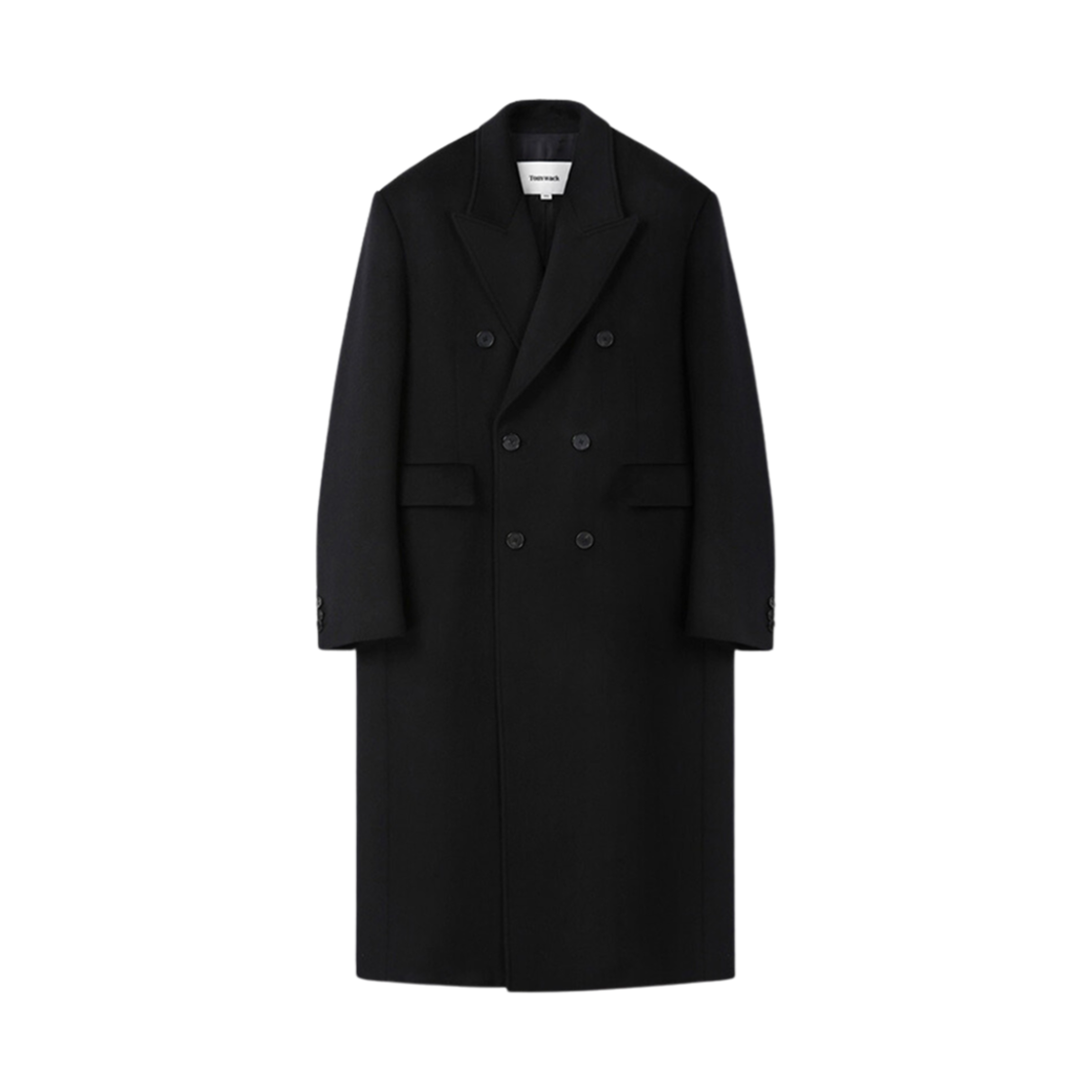 토니웩 울 캐시미어 더블 브레스티드 코트 블랙(Tonywack Wool and Cashmere Double-Breasted Coat Black)