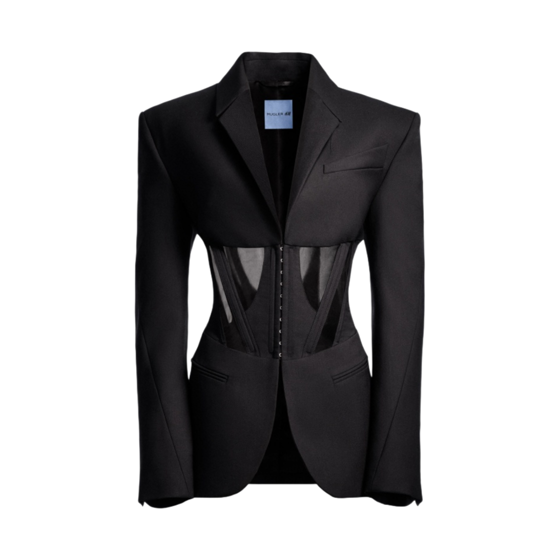 (W) 에이치앤엠 x 뮈글러 코르셋 울 자켓 블랙((W) H&M x Mugler Corset Style Wool Jacket Black)