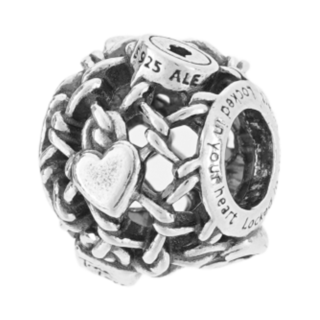 (W) 판도라 오픈워크 체인 링크 패들락 참 스털링 실버((W) Pandora Openwork Chain Link Padlock Charm Sterling Silver)