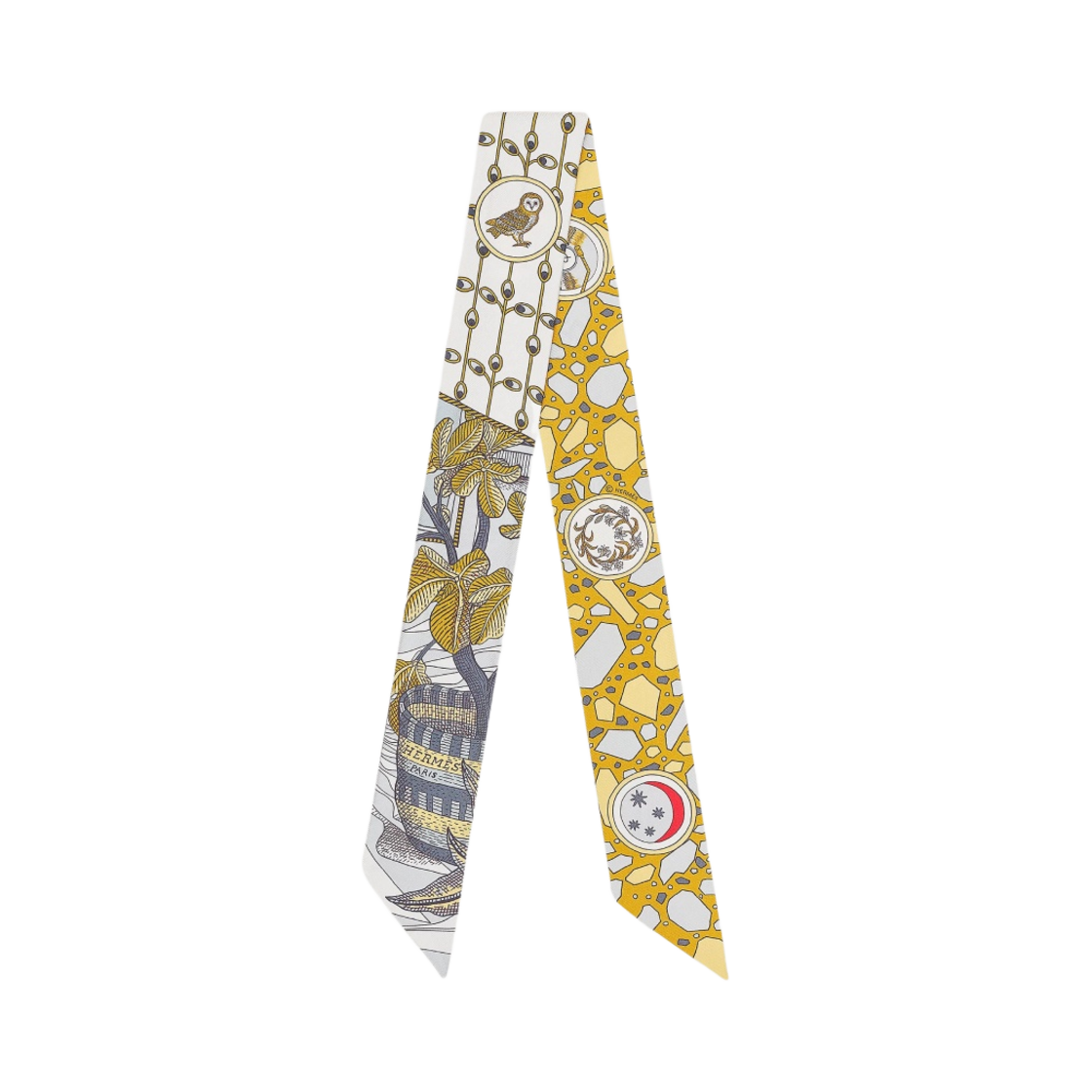 H063593S19 (W) Hermes La Danse des Amazones Twilly Gris Blanc Gold