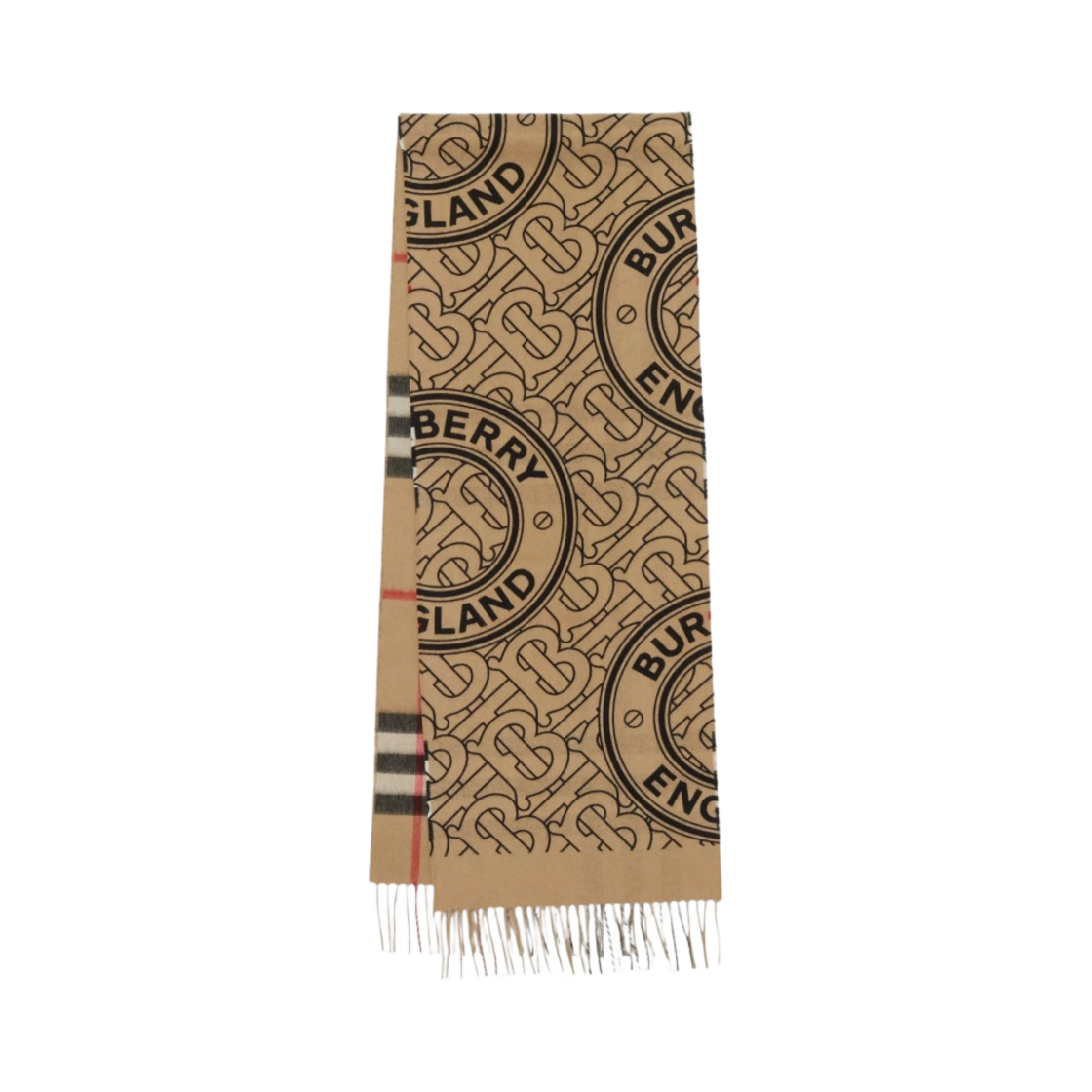 버버리 리버시블 체크 모노그램 캐시미어 머플러 아카이브 베이지(Burberry Reversible Check Monogram Cashmere Muffler Archive Beige) - 1