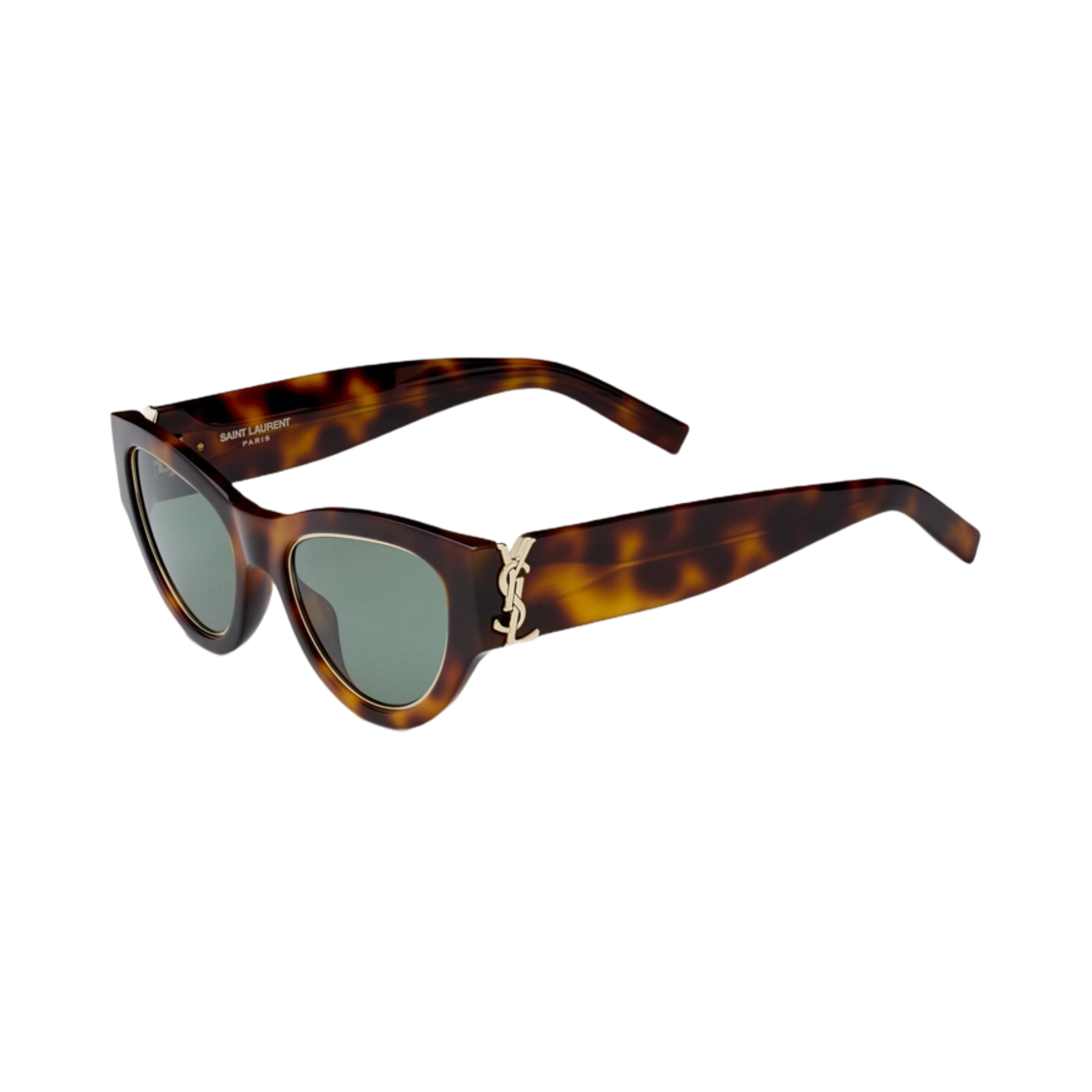 822277-Y9956-2301 Saint Laurent SL M94 Rim Sunglasses Medium Havana Light Gold Green
