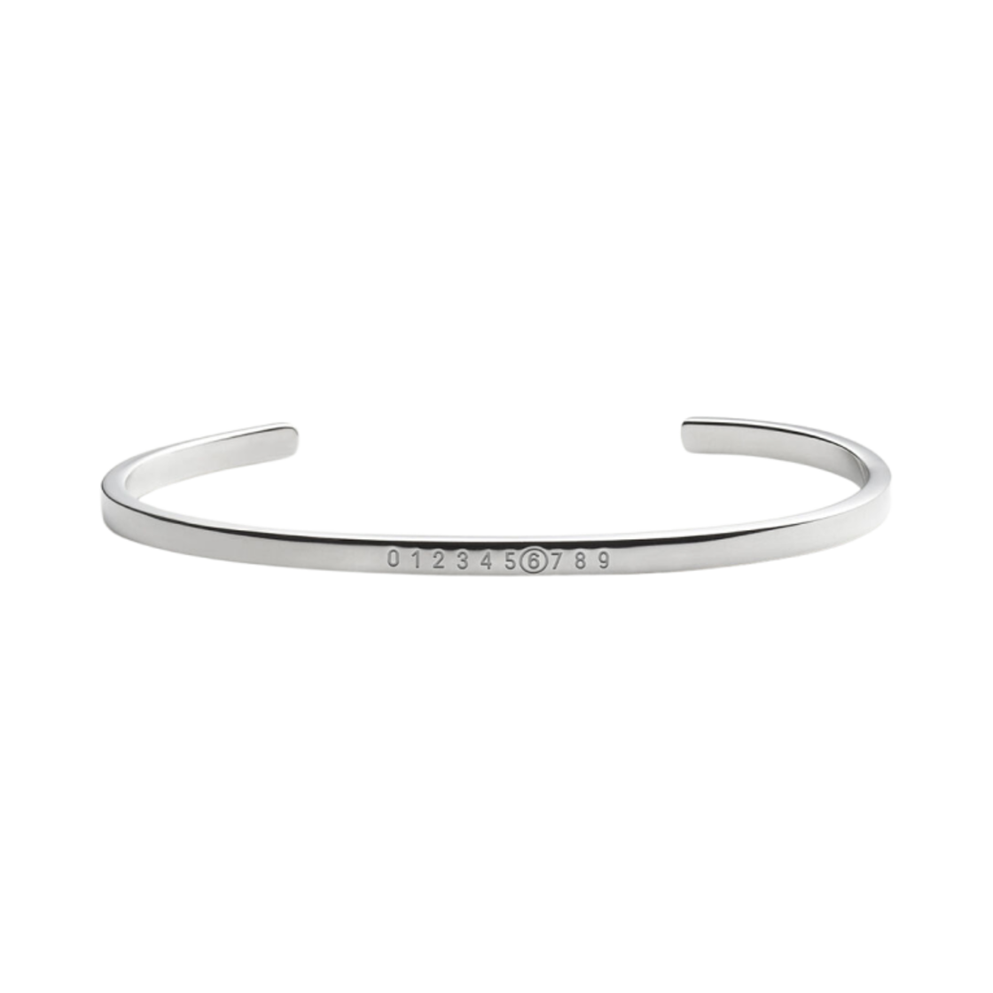 SM7UY0054SV0310951 (W) MM6 Maison Margiela Numeric Minimal Signature Cuff Bracelet Polished Palladio