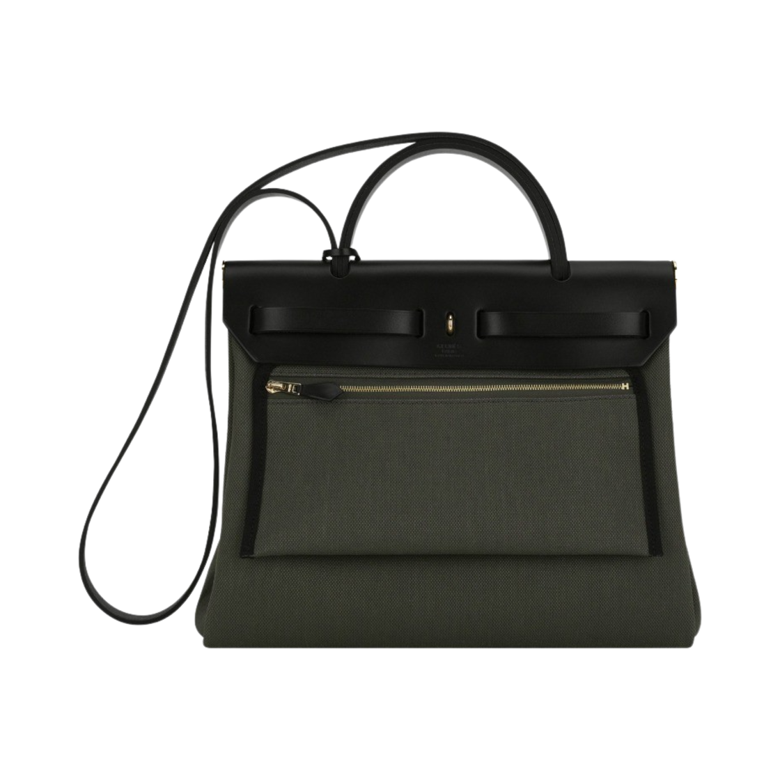 에르메스 에르백 집 31 백 르투르네 & 골드 하드웨어 베르 드 그리 누아(Hermes Herbag Zip 31 Bag Retourne & Gold Vert De Gris Noir) - 3