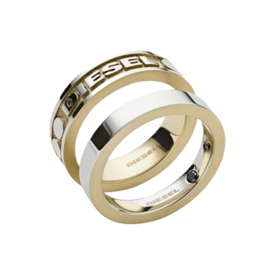 ☆DIESEL☆ Silver Gold Two Tone Set Ring DX1234040 Buy Diesel Two Tone Ring DX1234040 for Men at Best Price