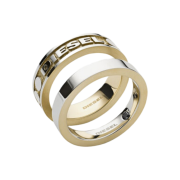Diesel Dx1234 Two-Tone Stainless Steel Ring Set Gold (Set of 2)
