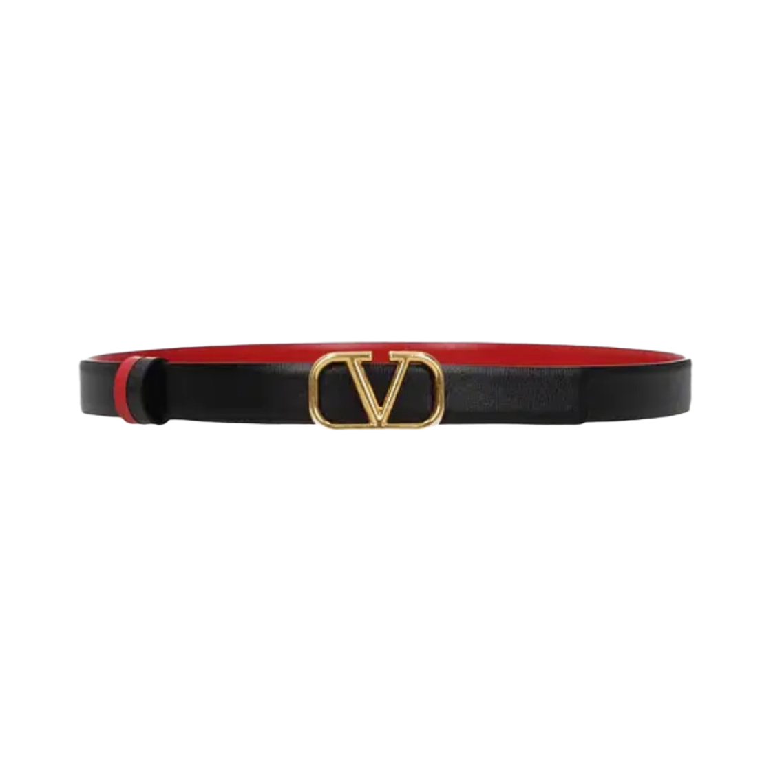 (W) 발렌티노 글로시 카프스킨 리버서블 브이로고 시그니쳐 벨트 20mm 블랙 퓨어 레드((W) Valentino Reversible Vlogo Signature Belt In Glossy Calfskin 20mm Black Pure Red)