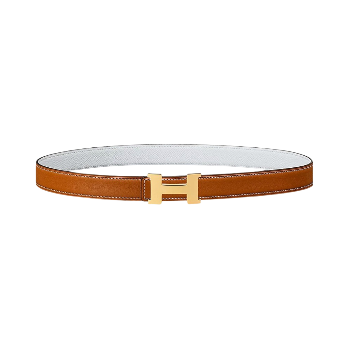 (W) 에르메스 미니 콘스탄스 벨트 버클 & 리버서블 가죽 스트랩 24mm & 골드 골드 블랑((W) Hermes Mini Constance Belt Buckle & Reversible Leather Strap 24mm & Gold Gold Blanc) - 1