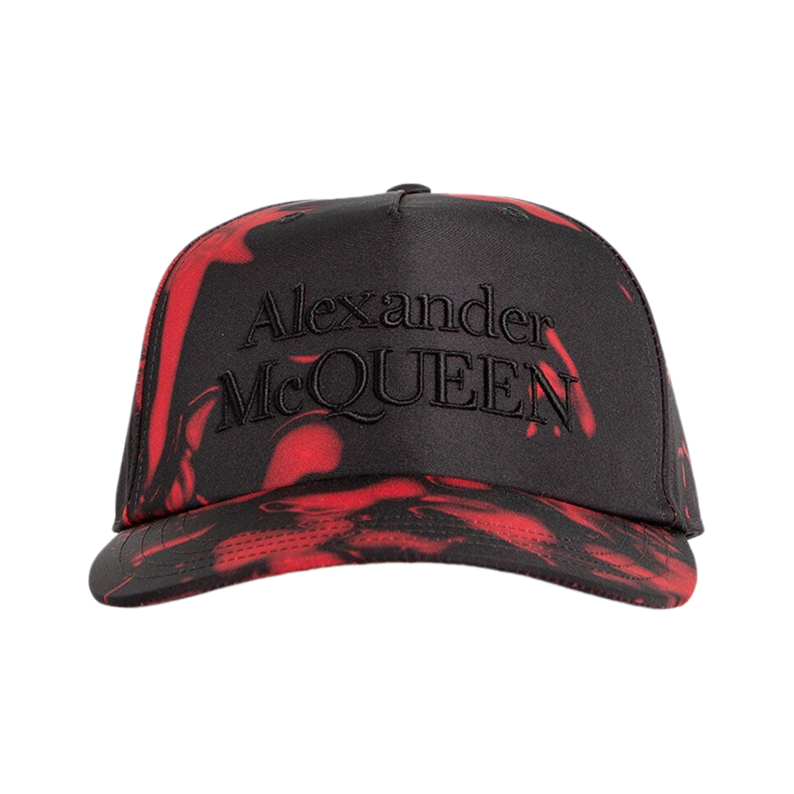 7952374404Q1074 Alexander McQueen Wax Flower Signature Logo Baseball Cap Black Red