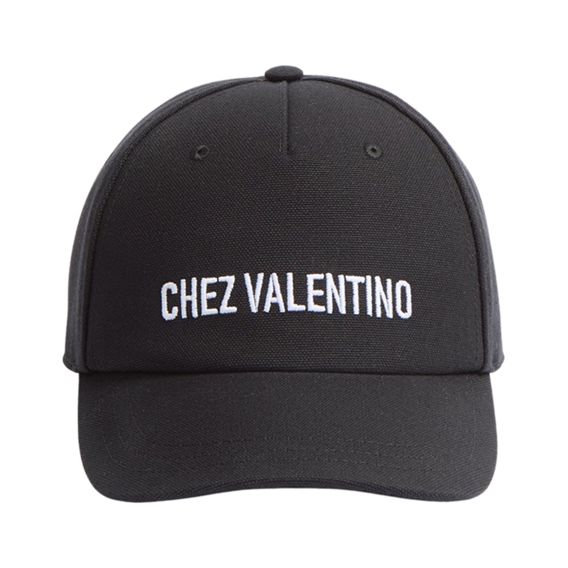 HDA41FVH0NA Valentino Chez Valentino Cotton Baseball Cap with Embroidery Black Ivory