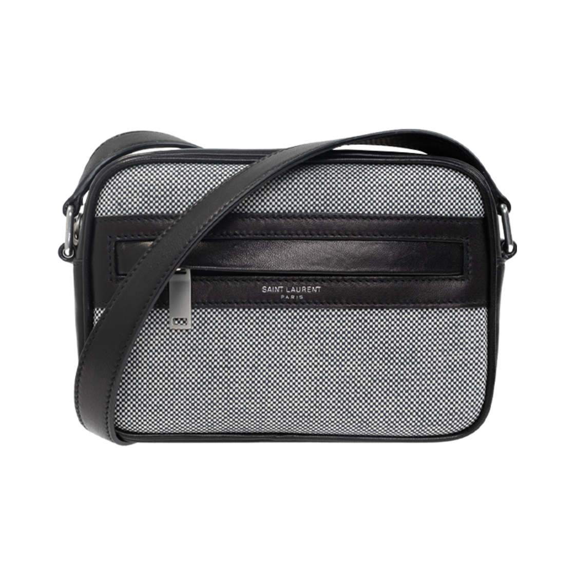 647179-23Z2E-9086 Saint Laurent Camp Small Camera Bag in Canvas and Lambskin Grey