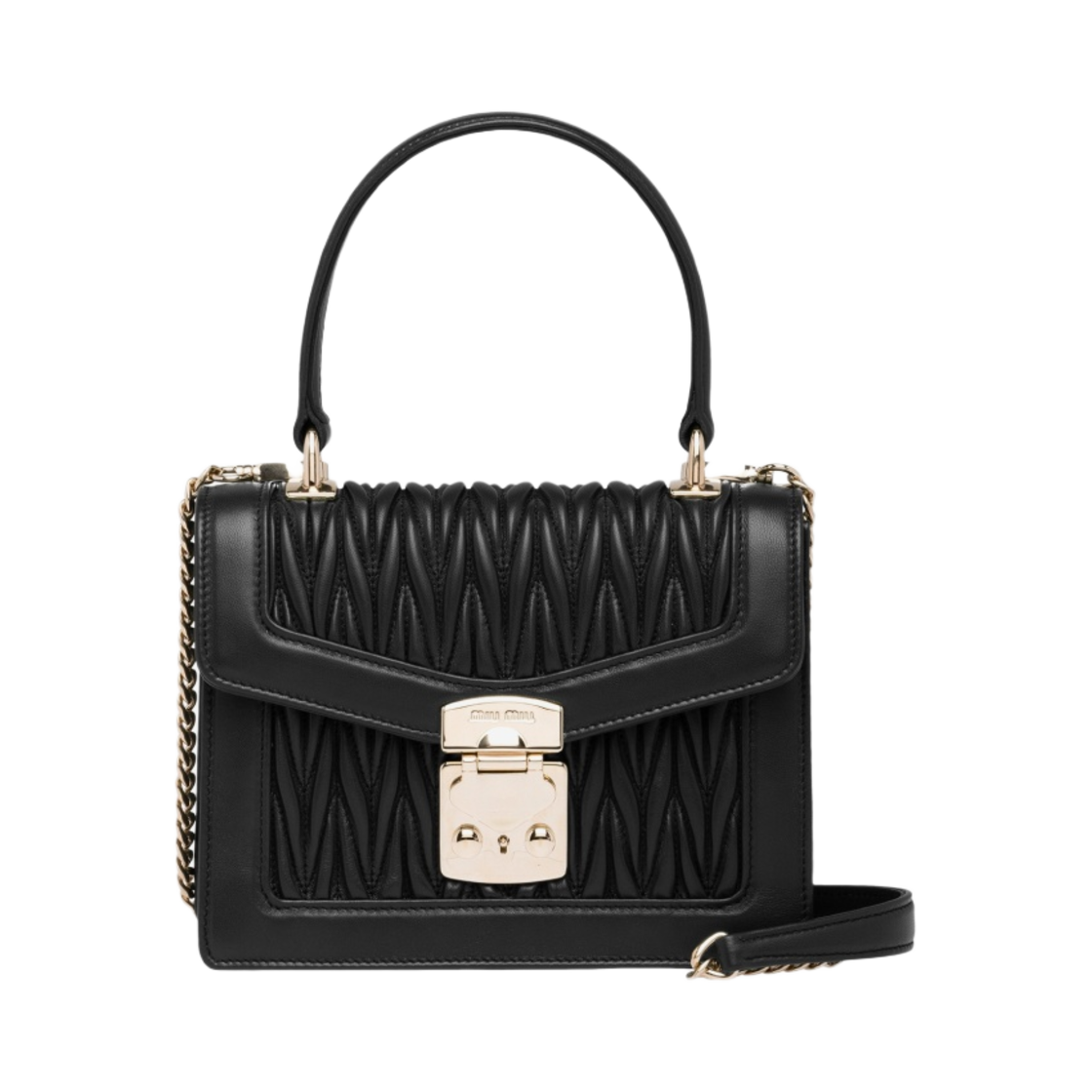 미우 미우 나파 레더 미우 컨피덴셜 핸드백 블랙(Miu Miu Nappa Leather Miu Confidential Handbag Black) - 1