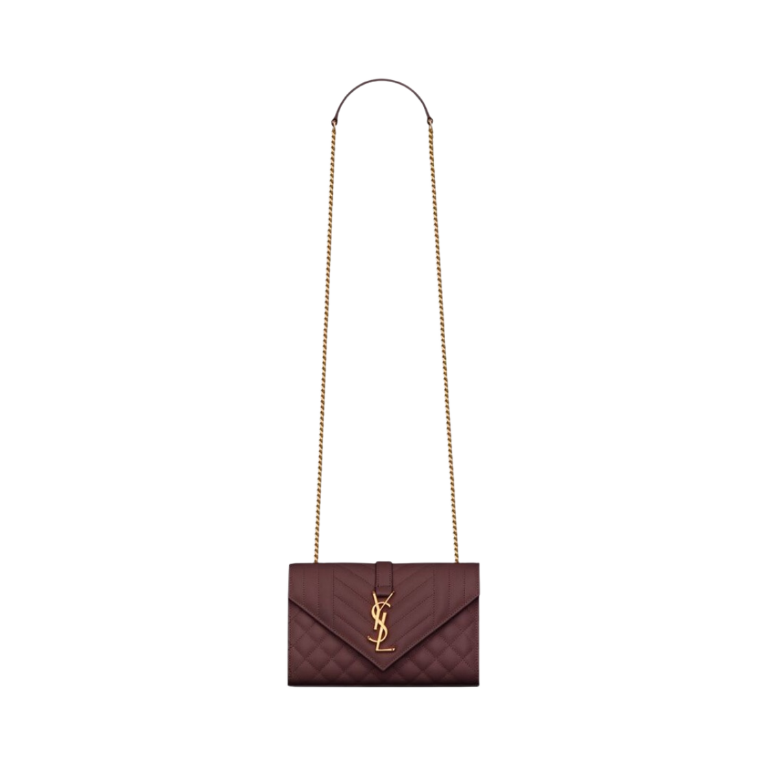 생로랑 엔벨로프 스몰 백 믹스 마틀라세 그레인 드 뿌드르 엠보스 레더 루즈 리전(Saint Laurent Envelope Small Bag In Mix Matelasse Grain De Poudre Embossed Leather Rouge Legion) - 1