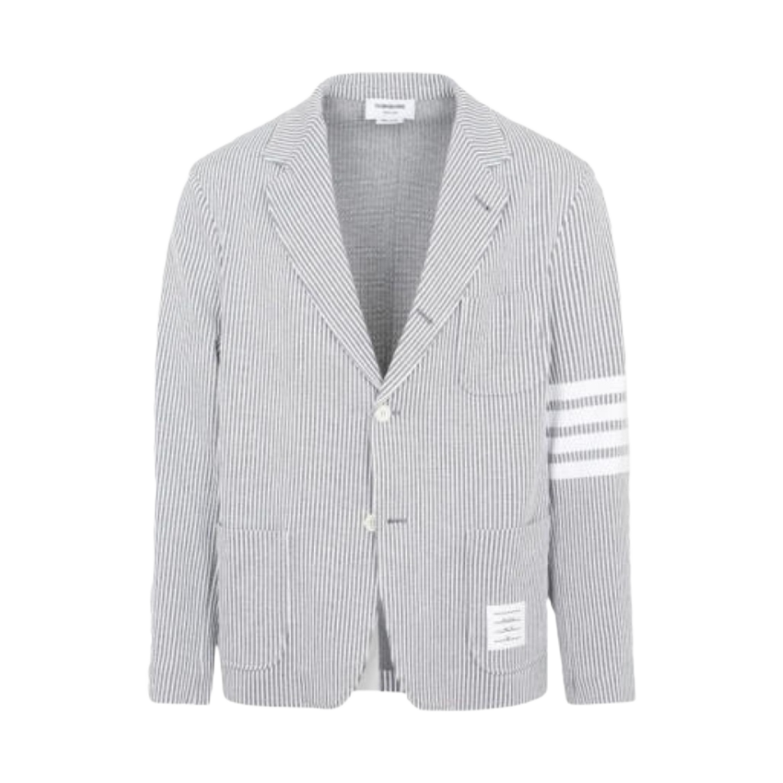 MJT369A-J0063-055 Thom Browne Seersucker Loopback 4-Bar Sack Jacket Grey