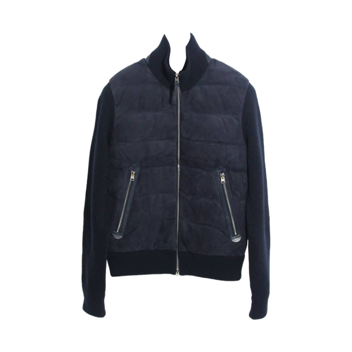 KZF004-YMW061F24-HB800 Tom Ford Suede Front Zip Thorugh Blue