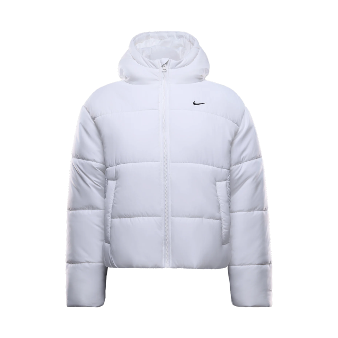 (W) 나이키 NSW 써마핏 루즈 후드 자켓 화이트 블랙 - 아시아((W) Nike NSW Therma-Fit Loose Hooded Jacket White Black - Asia)
