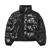 (W) The North Face White Label Glossy Detachable Down Jacket Black