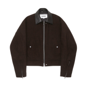 Haleine Cropped Wool Work Jacket Brown (VJ305)