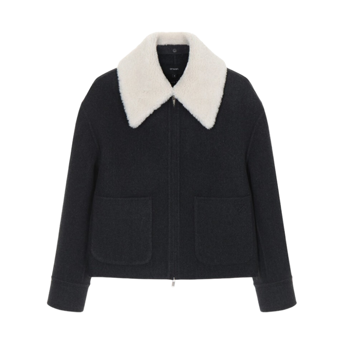 (W) 온앤온 퍼 칼라 핸드메이드 점퍼 차콜((W) On&On Fur Collar Handmade Jumper Charcoal)
