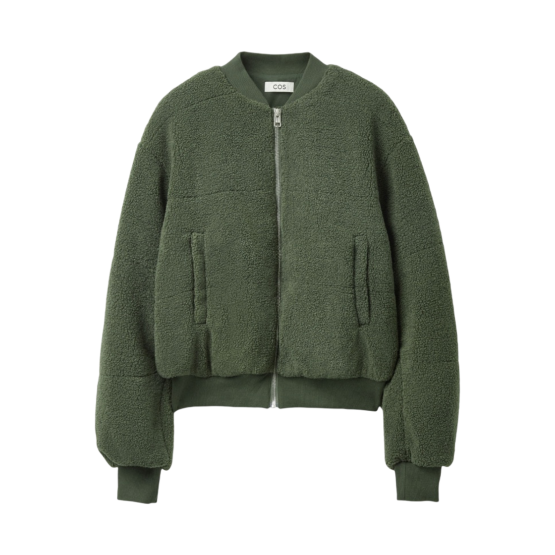 코스 크롭 테디 봄버 자켓 그린(COS Cropped Teddy Bomber Jacket Green)