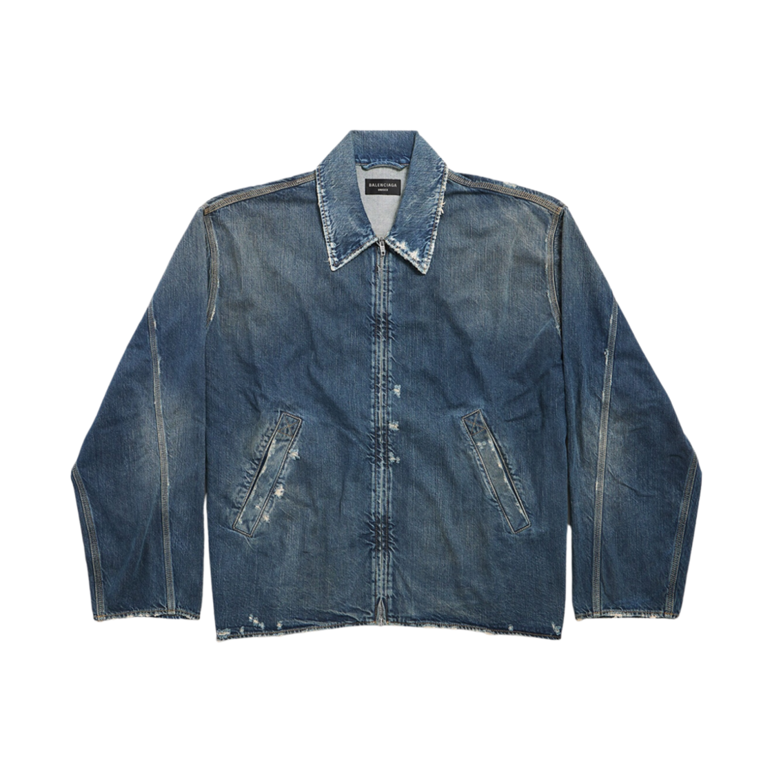 발렌시아가 집업 데님 자켓 블루(Balenciaga Zip-Up Denim Jacket Blue) - 1