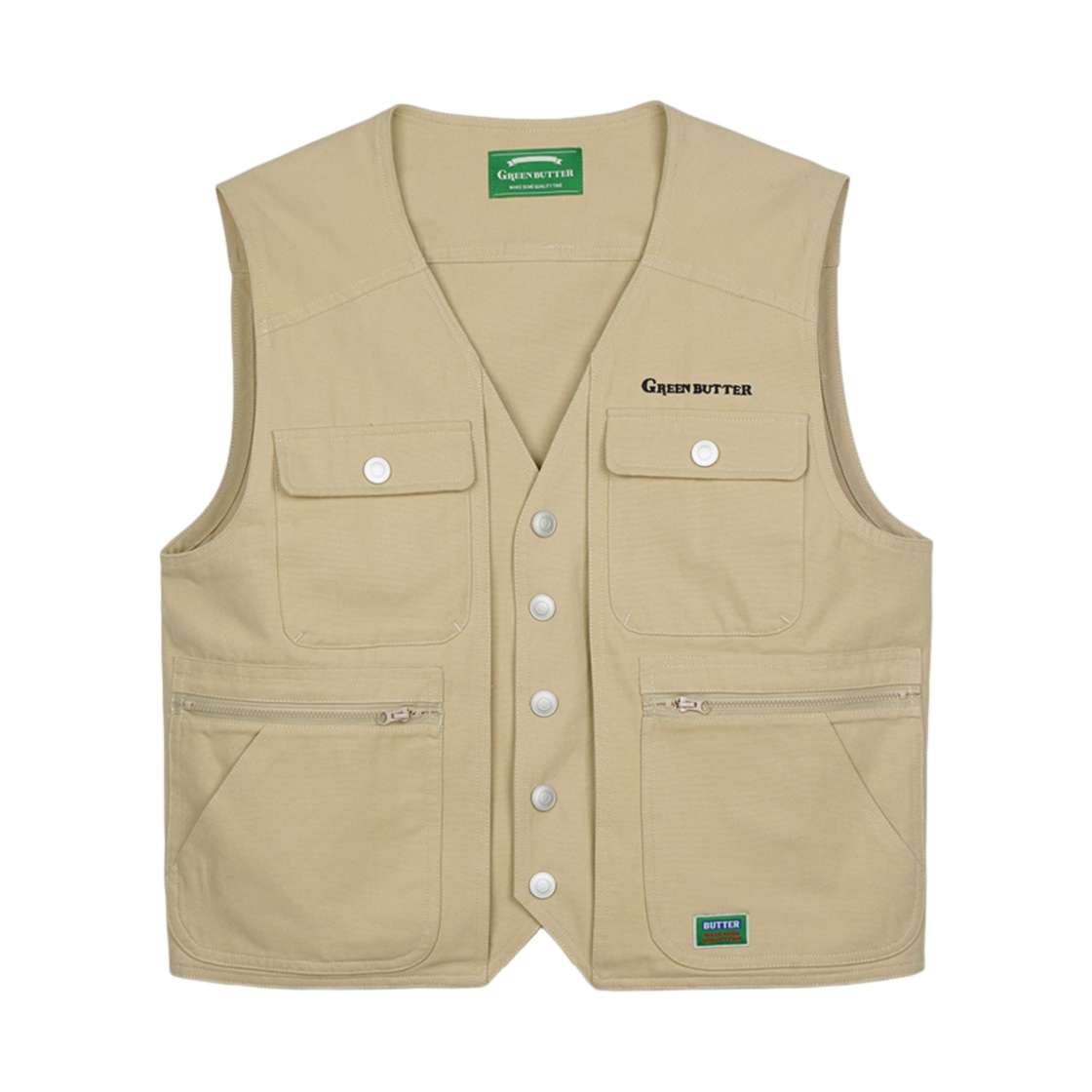 그린버터 코튼 포켓 베스트 베이지(Greenbutter Cotton Pocket Vest Beige)