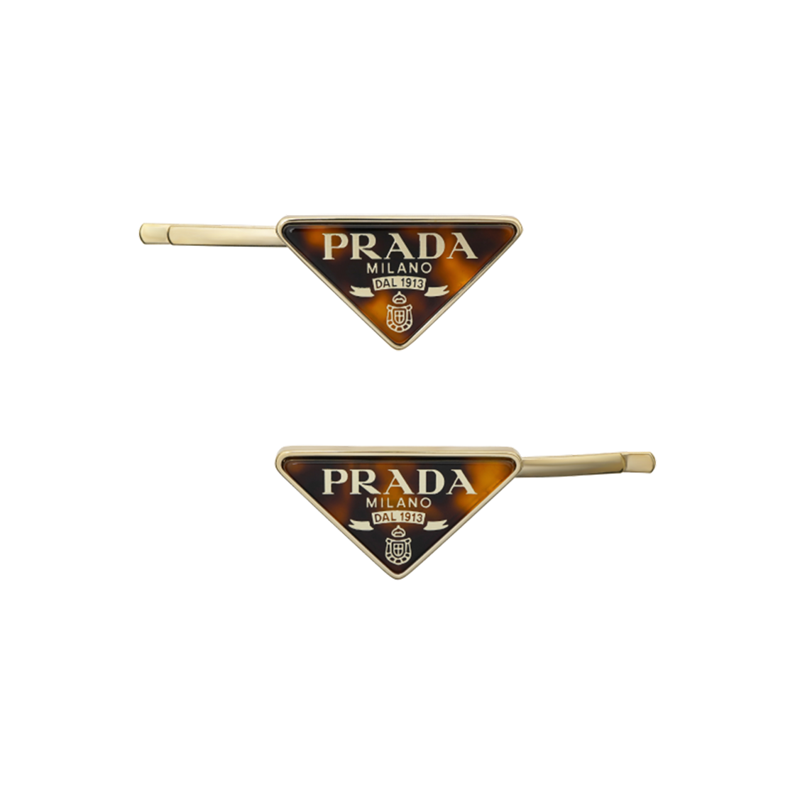 1IF169-2CL2-F03U2 (W) Prada Plexiglas Metal Barrette Honey/Tortoiseshell