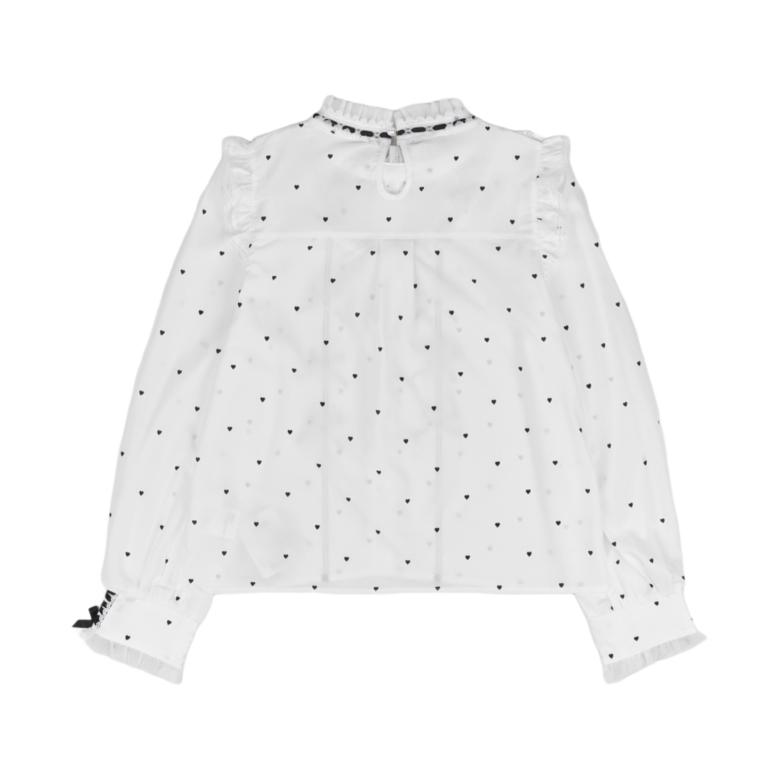 (W) 리즈 리사 오리지널 하트 도트 블라우스 화이트 블랙((W) Liz Lisa Original Heart Dot Blouse White Black) - 2