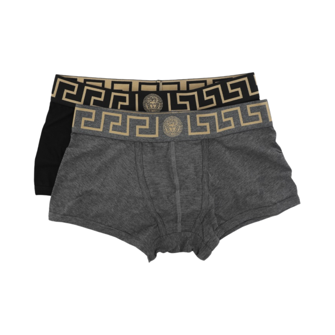 AU10181-1A10011-A91M Versace Greca Border Trunks Black Gray (2 Pack)