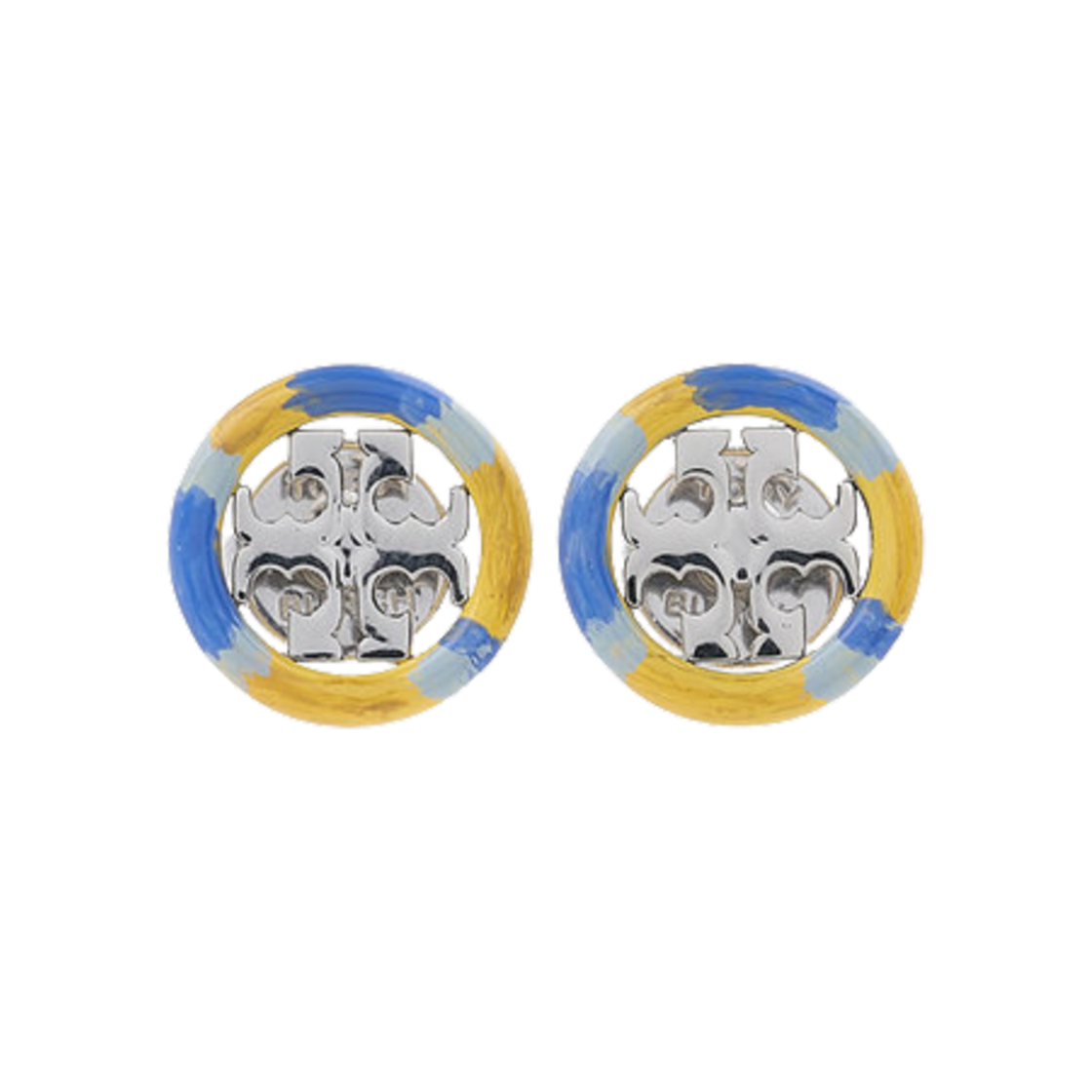 149751-703 (W) Tory Burch Miller Painted Stud Earring Silver Yellow