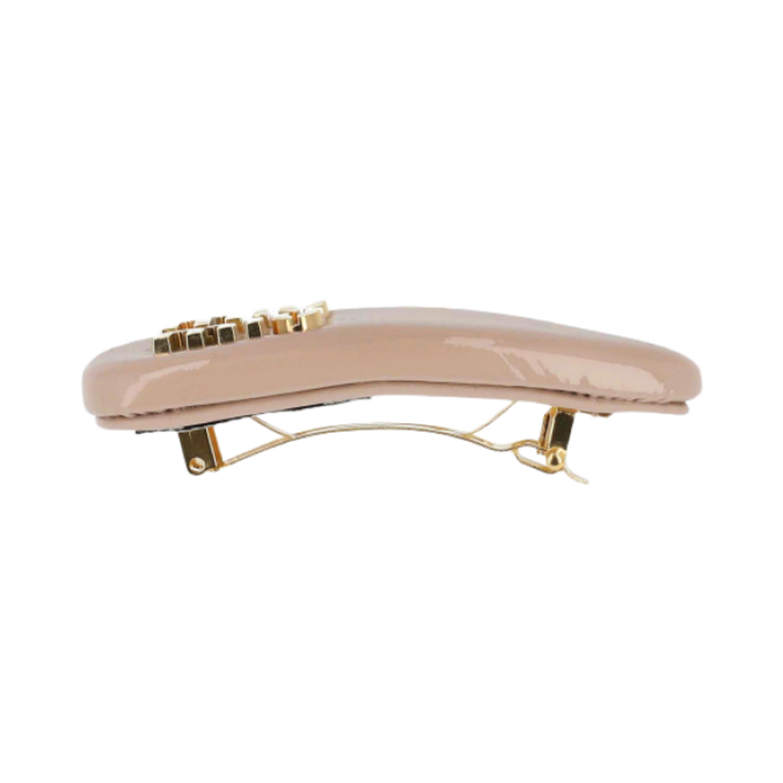 (W) 미우 미우 페이턴트 레더 헤어 클립 파우더 핑크((W) Miu Miu Patent Leather Hair Clip Powder Pink) - 3
