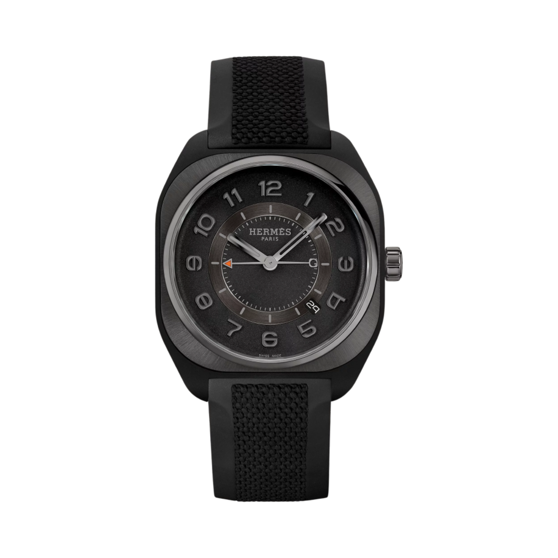 W057303WW00 Hermes H08 Watch Extra Large Noir Rubber Strap & Gray Graphene Composite