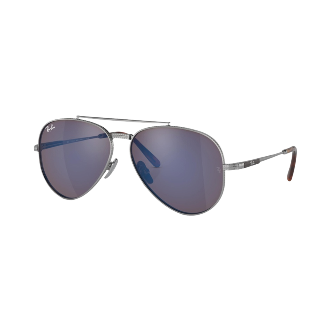 레이밴 에비에이터 2 티타늄 폴리쉬드 실버 프레임 그레이 블루 미러 렌즈(Ray-Ban Aviator II Titanum Polished Silver Frame Grey Blue Mirror Lenses) - 1