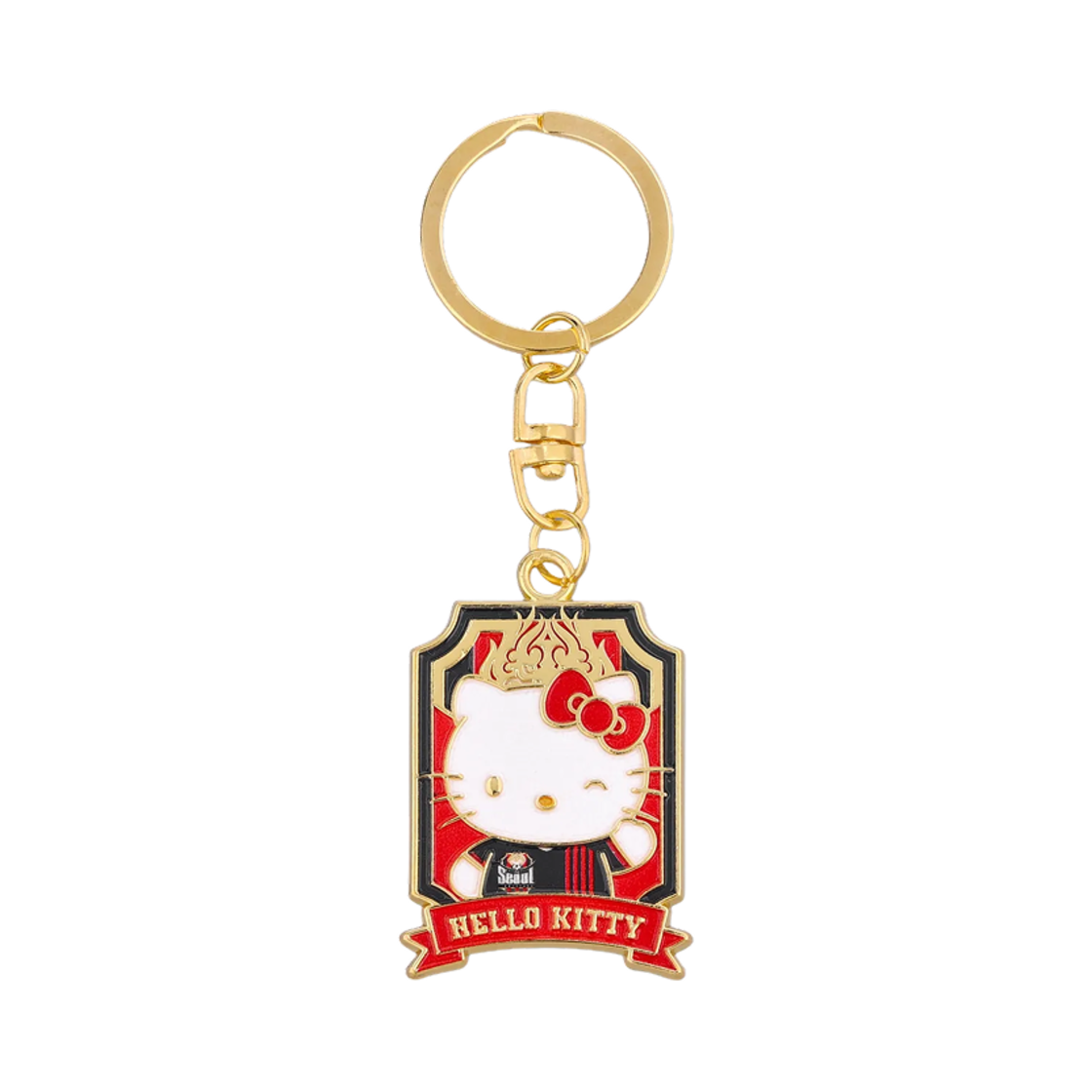- K League x Sanrio Characters 2025 Metal Keyring Hello Kitty FC Seoul Red Black