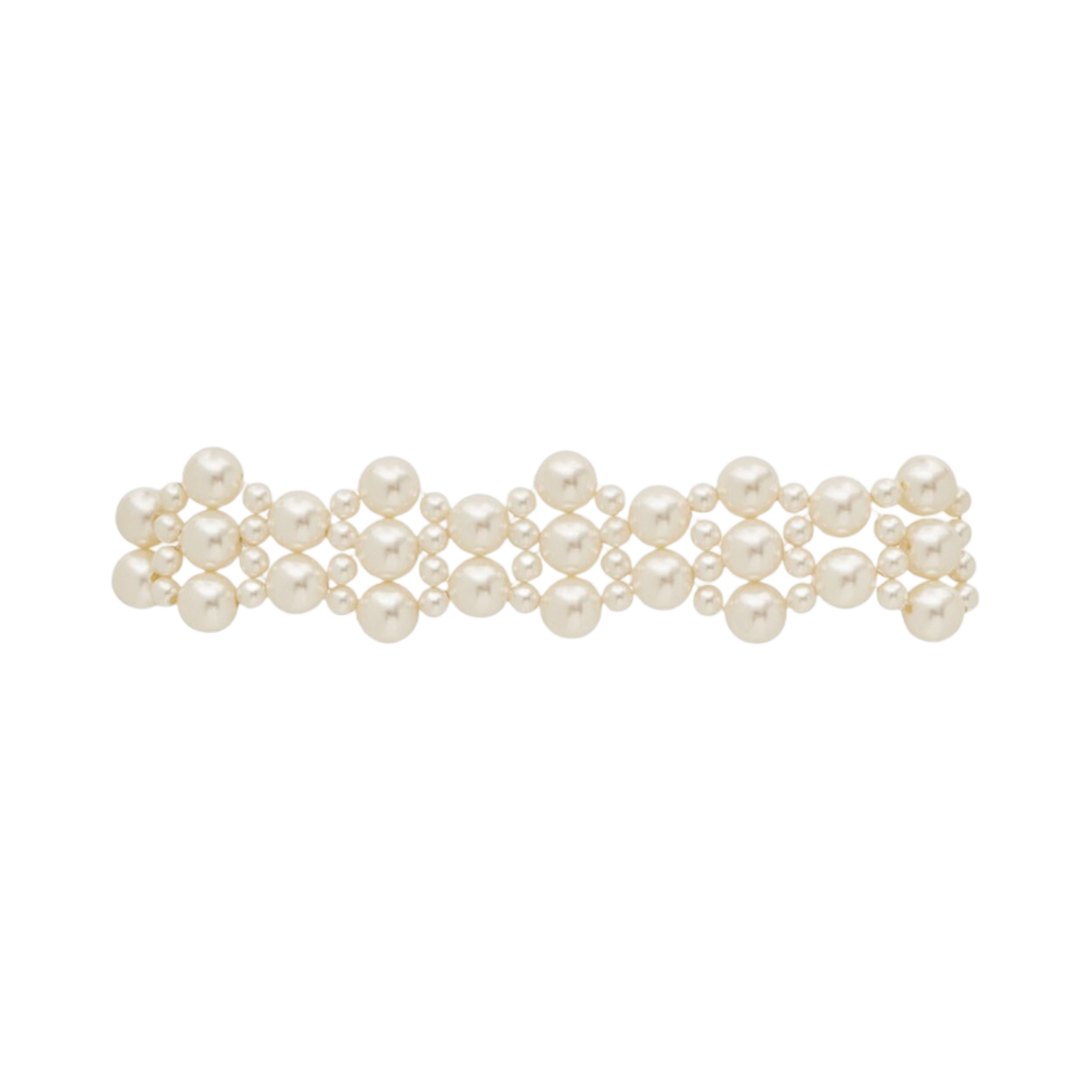 (W) 생로랑 얼터네이팅 펄 브레이슬릿 메탈 오시다이즈드 실버 앤 크림((W) Saint Laurent Alternating Pearls Bracelet In Metal Oxidised Silver And Cream) - 1
