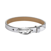 Diesel Dx1518040 Silver Leather Stackable Bracelet Silver
