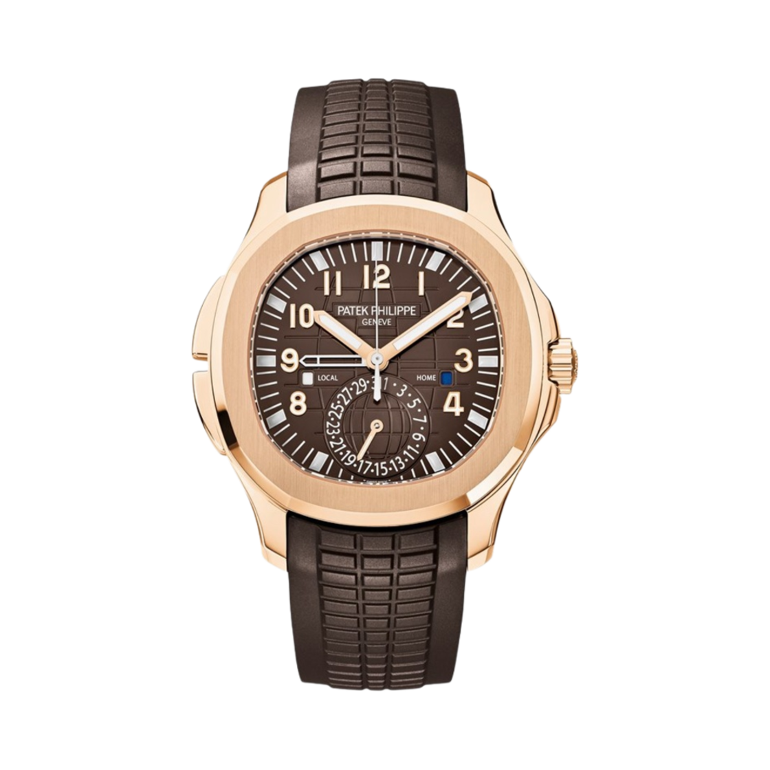 파텍 필립 아쿠아넛 40mm 5164R-001 트래블 타임 로즈 골드 브라운 다이얼 다크 브라운(Patek Philippe Aquanaut 40mm 5164R-001 Travel Time Rose Gold Brown Dial Dark Brown)