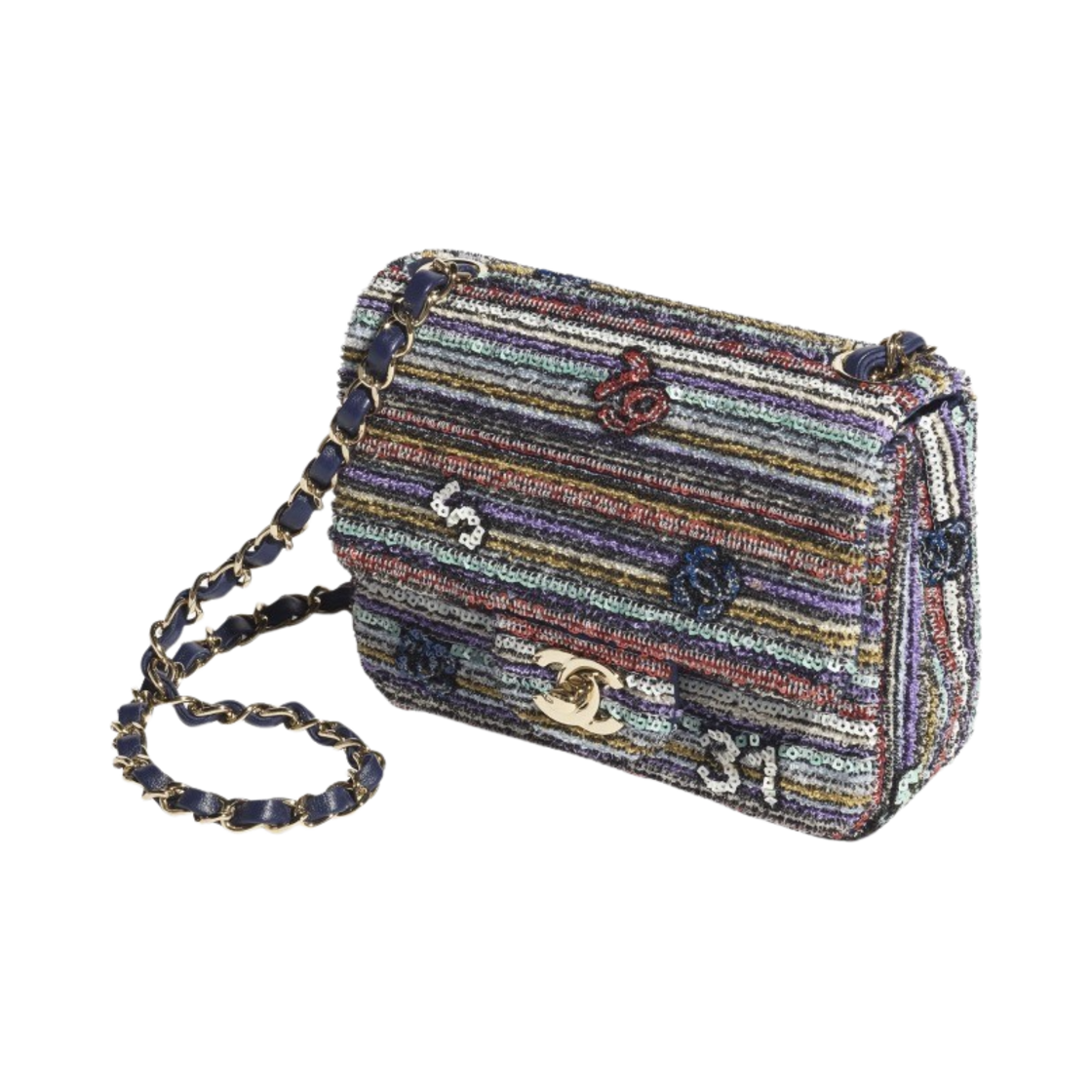 샤넬 미니 플랩백 시퀸 믹스드 파이버 & 골드 메탈 멀티컬러(Chanel Mini Flap Bag Sequins Mixed Fibers & Gold Multicolor) - 2