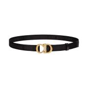 (W) Dior Saddle 20mm Jacquard Belt Black Antique Gold