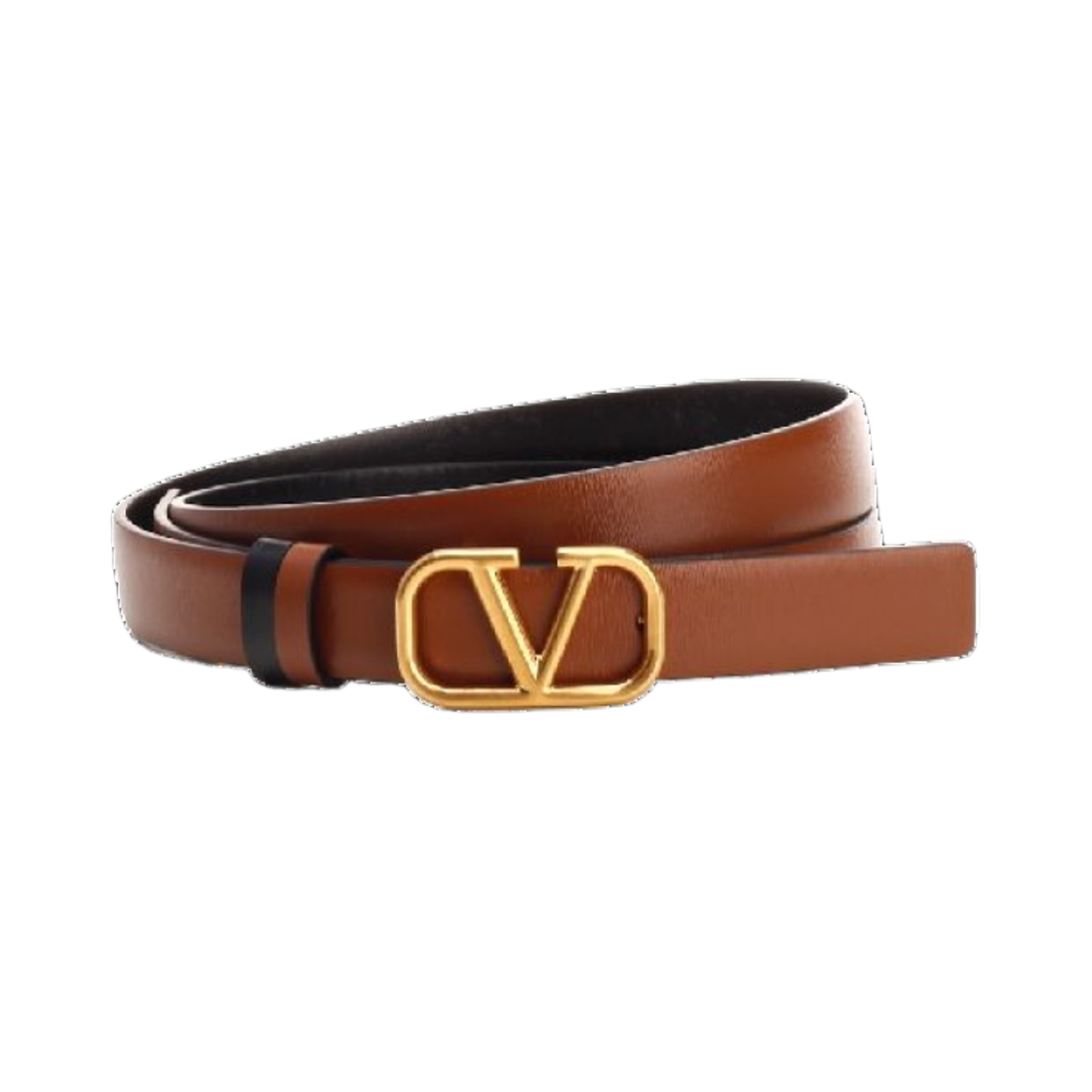 (W) 발렌티노 리버서블 브이로고 시그니쳐 벨트 인 글로시 카프스킨 20mm 브라운 블랙((W) Valentino Reversible Vlogo Signature Belt In Glossy Calfskin 20mm Brown Black)