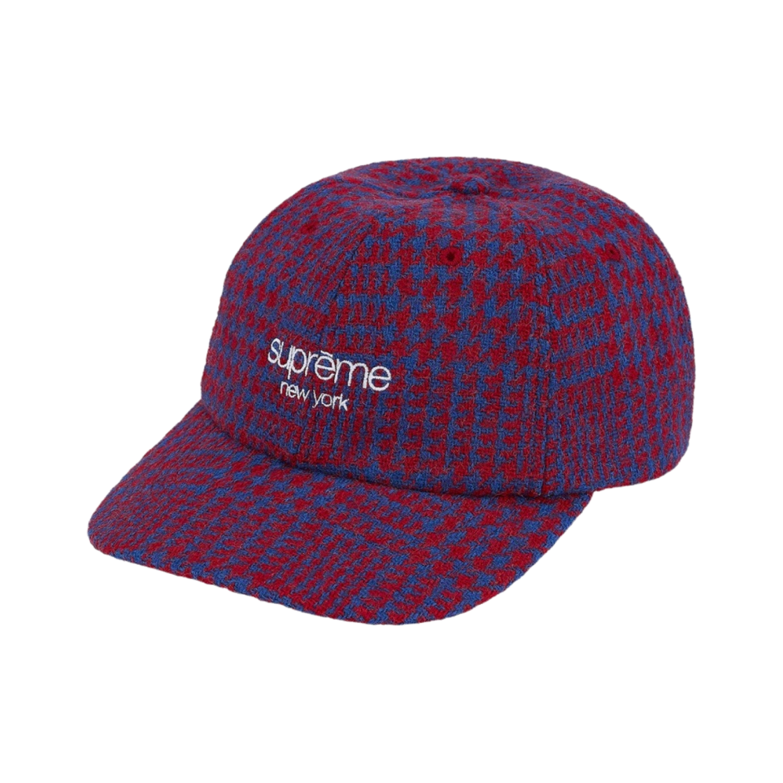 슈프림 해리스 트위드 클래식 로고 6-패널 캡 로얄 멀티 - 21FW(Supreme Harris Tweed Classic Logo 6-Panel Royal Multi - 21FW) - 1
