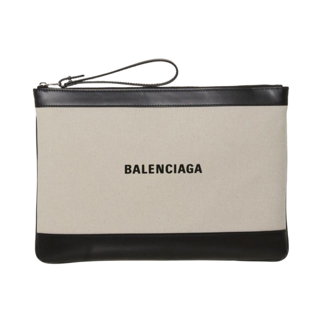 발렌시아가 네이비 미디움 카바스 파우치 베이지