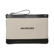 Balenciaga Navy Medium Cabas M Pouch Beige