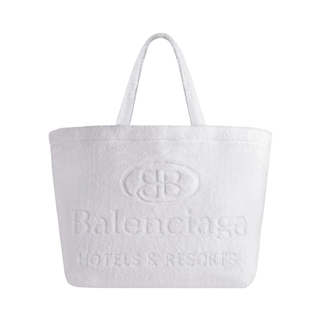 7431522AAFP9104 Balenciaga Towel Fabric Jumbo Large Tote Bag Optic White - 대표 이미지 #1