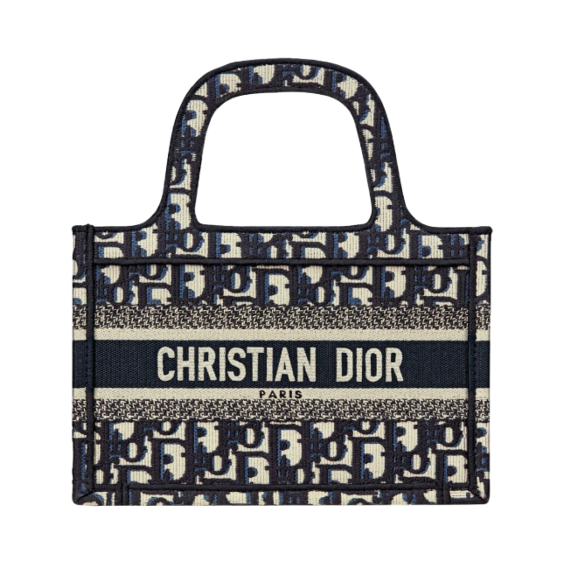 S5475ZRIW-M928 Dior Mini Book Tote Blue Dior Oblique Embroidery