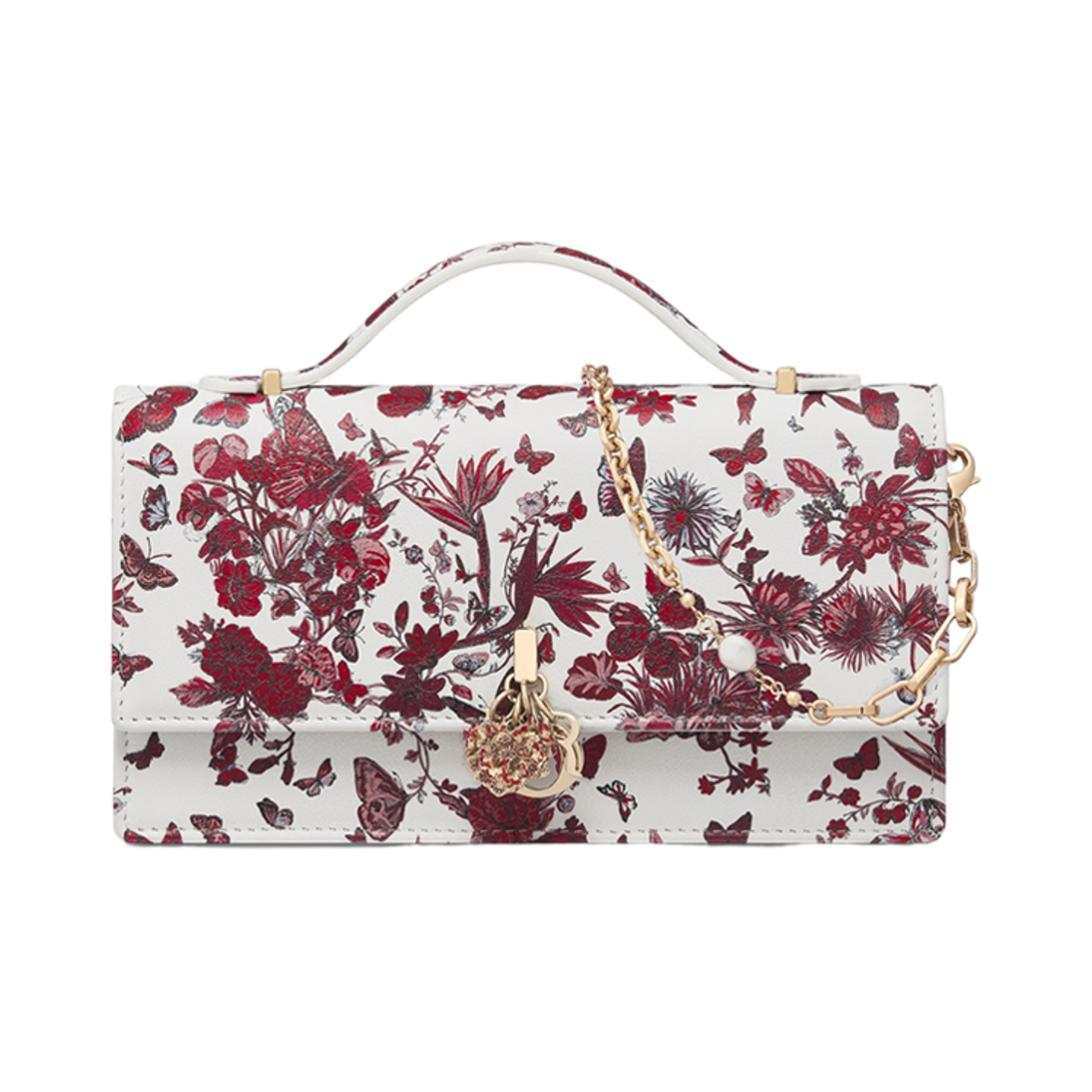 디올 미스 디올 라이트 백 화이트 레드 르 꾀흐 파피용 프린트(Dior Miss Dior Mini Bag White Red Le Coeurs Papillons Print) - 1