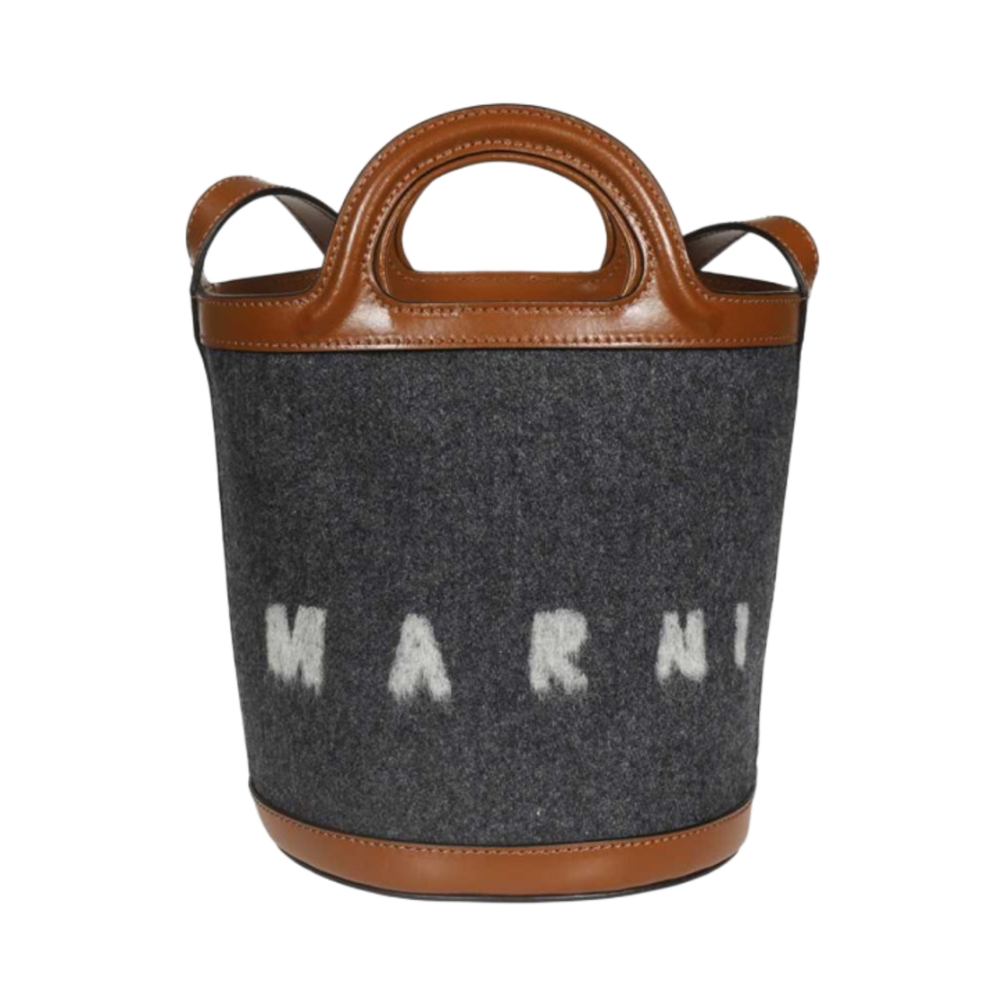 마르니 펠트 레더 트로피칼리아 미니 버킷백 다크 그레이 모카(Marni Felt Leather Tropicalia Mini Bucket Bag Dark Grey Moca) - 1